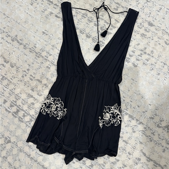 Free People Pants - Free People Romper with Floral Embroidery